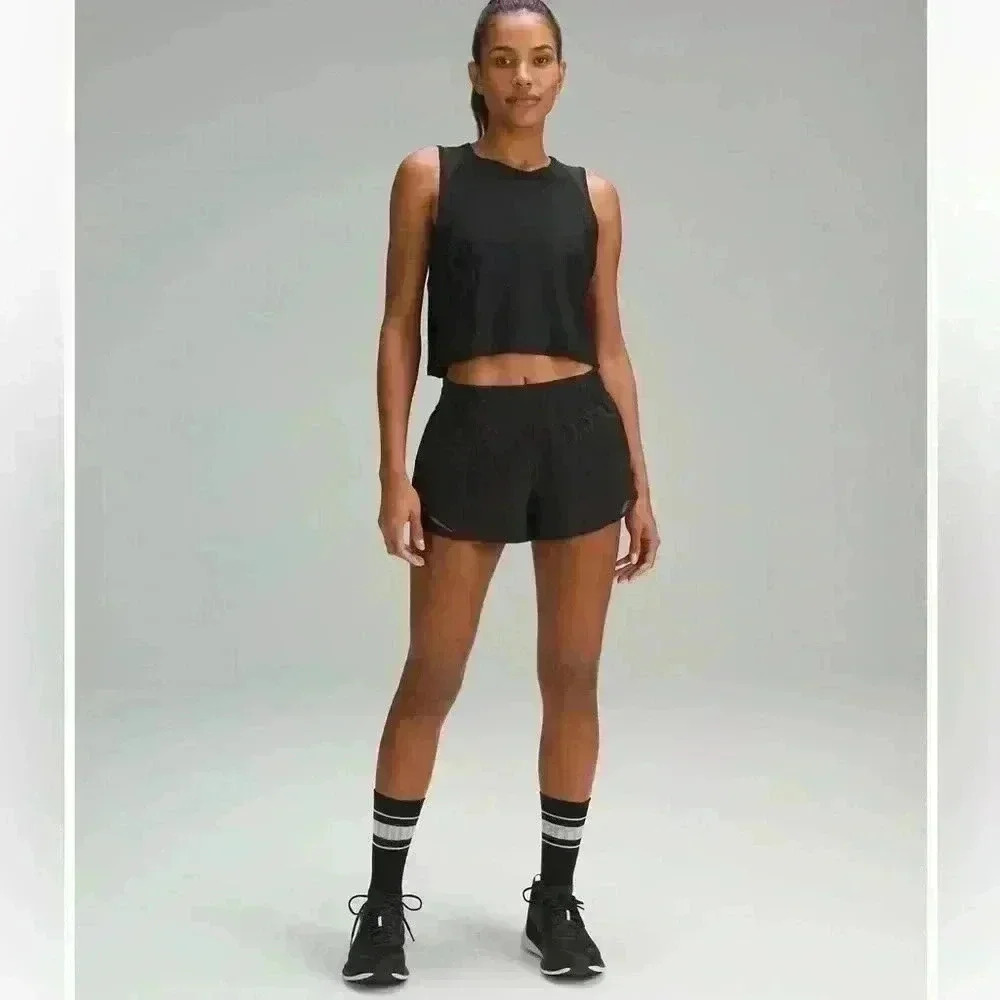 - Lululemon black hottie shorts 4”  size 8